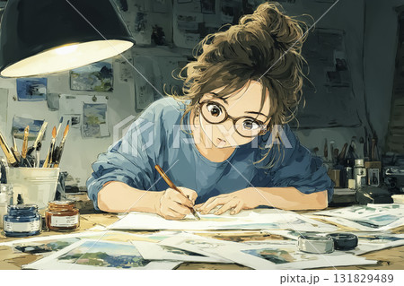 美優シリーズ:夜のデスクで静かに作業する 美優シリーズ:夜のデスクで静かに作業する 131829489