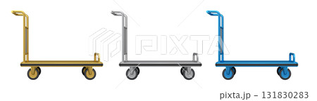 Set of Airport luggage cart or baggage trolley side on white background 131830283