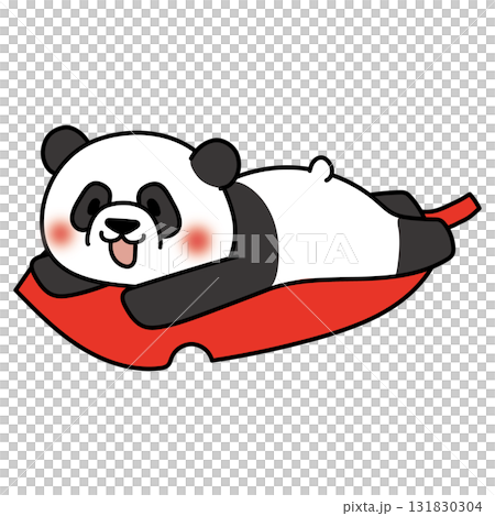 熊貓騎在一片大落葉上 131830304