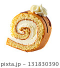 ふんわりクリームが美しいロールケーキ｜背景なし・透過PNG 131830390