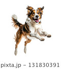 元気にジャンプする犬の瞬間｜背景なし・透過PNG 131830391