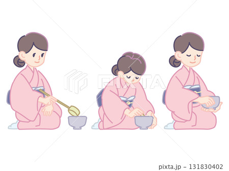 お茶をたてる女性 お茶をたてる女性 131830402