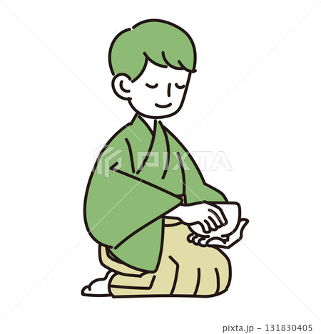 お茶を味わう男性 お茶を味わう男性 131830405