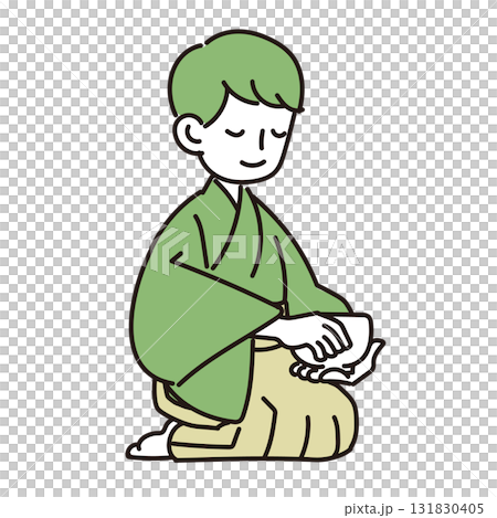 お茶を味わう男性 お茶を味わう男性 131830405