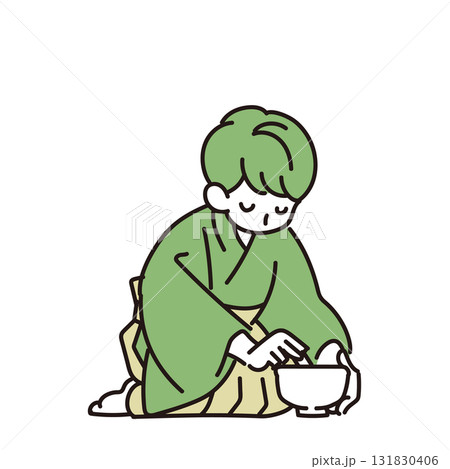 お茶をたてる男性 お茶をたてる男性 131830406