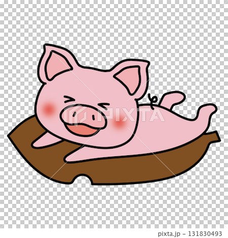 一頭豬騎在一片大落葉上 131830493