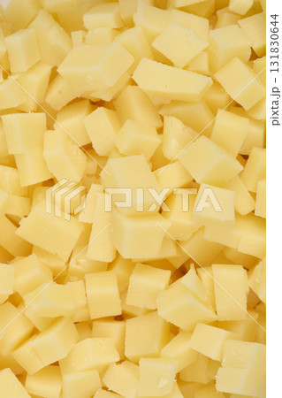 Diced Yellow Cheese Background 131830644