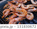 Red Grilled Shrimp on Charcoal Grill 131830672
