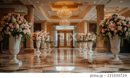 Wedding ceremony in a luxurious hotel. Luxurious interior. 131830729