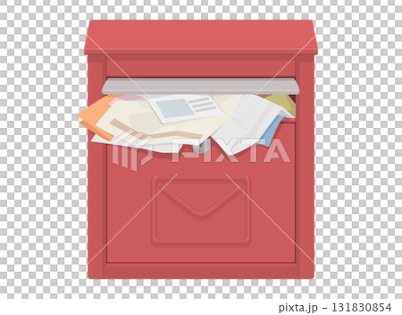 チラシでいっぱいの郵便受けポスト 131830854