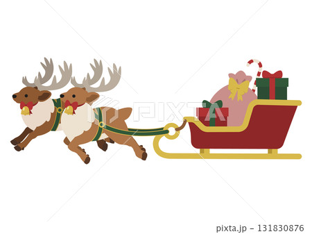 クリスマスのソリを引くトナカイのかわいいベクターイラスト(プレゼントあり) クリスマスのソリを引くトナカイのかわいいベクターイラスト(プレゼントあり) 131830876
