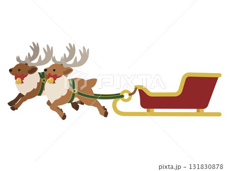 クリスマスのソリを引くトナカイのかわいいベクターイラスト（プレゼントなし） 131830878