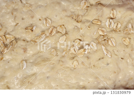 Oatmeal Bread Dough Macro 131830979