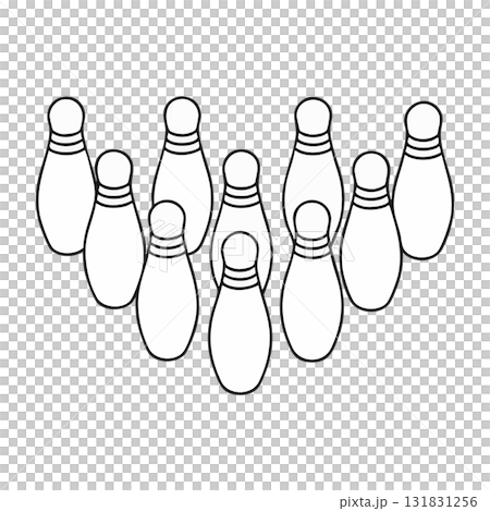 Set of Bowling Pins Outline Illustration Isolated Game Activity 131831256