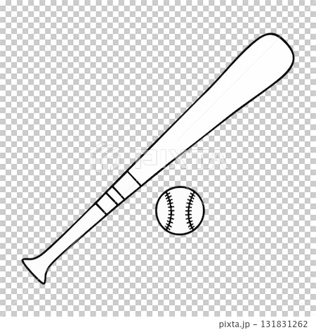 Baseball Bat and Ball Outline Illustration Isolated Sports Equipment 131831262