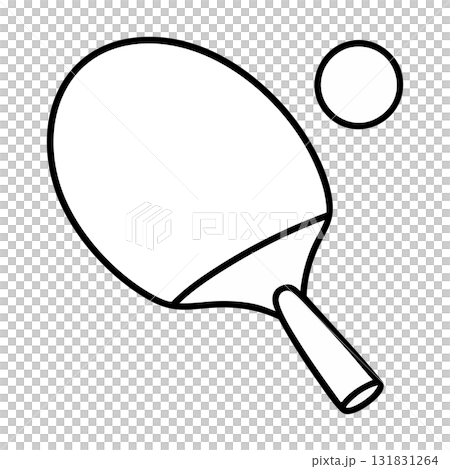 Ping Pong Paddle and Ball Outline Illustration Isolated Sport 131831264