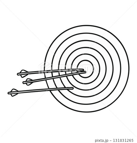 Archery Target with Three Arrows Outline Illustration Sport 131831265