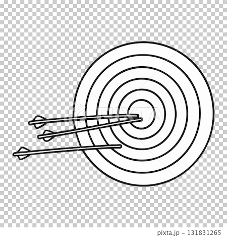 Archery Target with Three Arrows Outline Illustration Sport 131831265