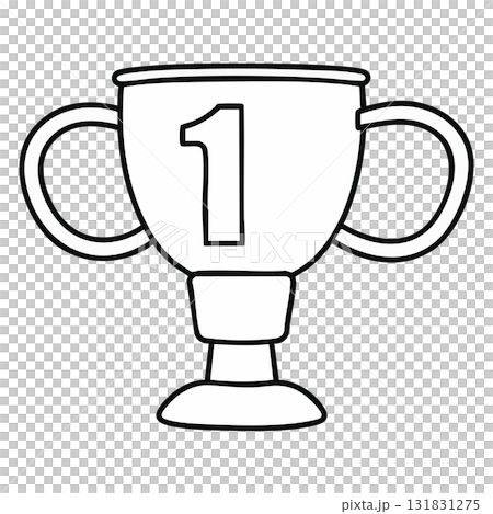 Number 1 Winner Trophy Outline Illustration Isolated Sport Award 131831275