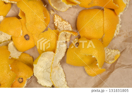 Mandarin Peel on Brown Paper 131831805