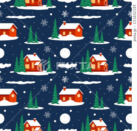 Merry Christmas Seamless Pattern Illustration with Holiday Decoration Elements and Festive Ornaments Merry Christmas Seamless Pattern Illustration with Holiday Decoration Elements and Festive Ornaments 131832195
