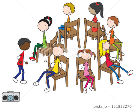 Happy kids playing musical chairs 131832270