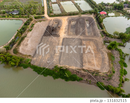 Land development project rural area aerial view natural environment construction progress overview Land development project rural area aerial view natural environment construction progress overview 131832515
