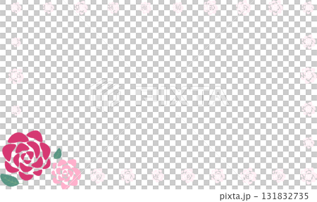 Square frame decorated with pink and red roses Square frame decorated with pink and red roses 131832735