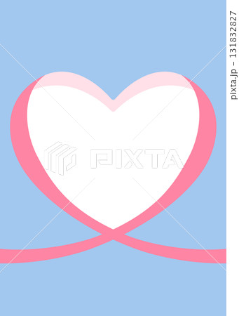 ハート型のリボンのデコレーションフレーム、縦向き 131832827