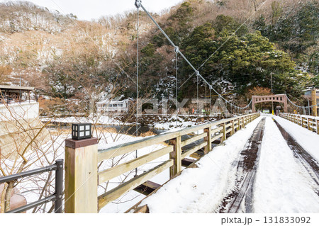 冬化粧した湯原温泉街 131833092