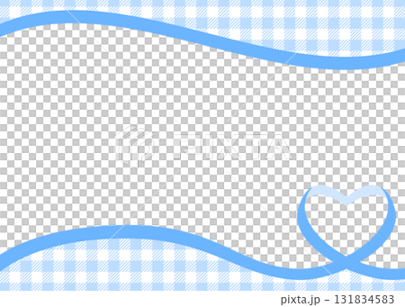Heart-shaped ribbon decorative frame, gingham check background Heart-shaped ribbon decorative frame, gingham check background 131834583