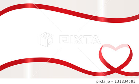 ハート型のリボンのデコレーションフレーム 131834593