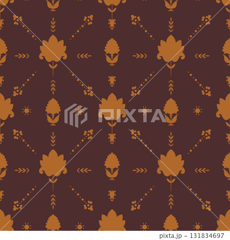 Warm Amber Folk Floral Motif Warm Amber Folk Floral Motif 131834697