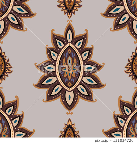 Warm Earthy Mandala Lotus Pattern 131834726