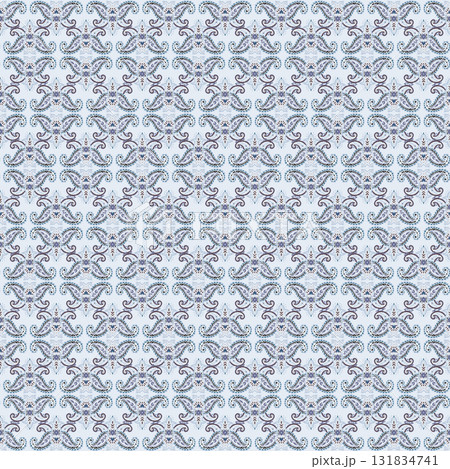 Blue Terracotta Paisley Garden Pattern 131834741