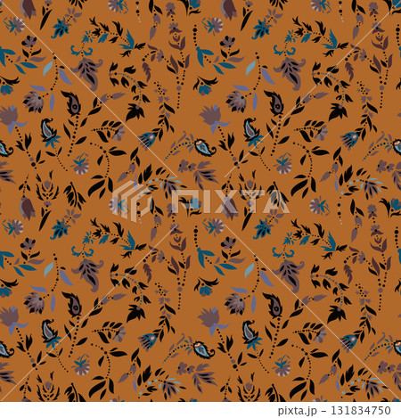 Burnt Ochre Garden Folk Pattern 131834750