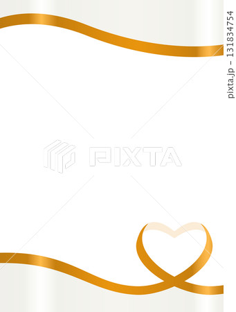 ハート型のリボンのデコレーションフレーム、縦向き 131834754