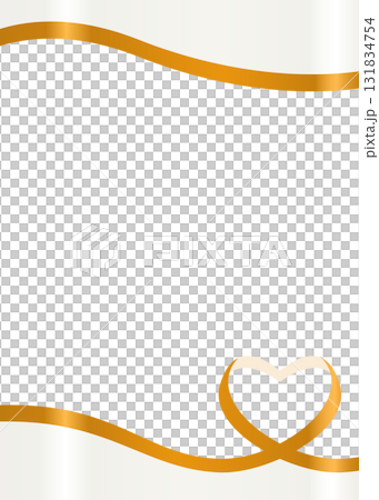 ハート型のリボンのデコレーションフレーム、縦向き 131834754