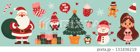 Winter Holiday Vector Set Santa Claus Snowman...のイラスト素材 [131836219] - PIXTA