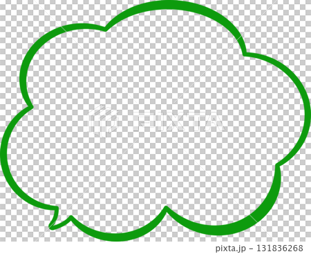 一個簡單的綠色圓形對話泡泡。它看起來像手繪的雲朵,很可愛。 一個簡單的綠色圓形對話泡泡。它看起來像手繪的雲朵,很可愛。 131836268