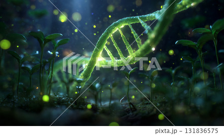 自然と科学の融合｜植物とDNAが織りなす生命工学イメージ 131836575