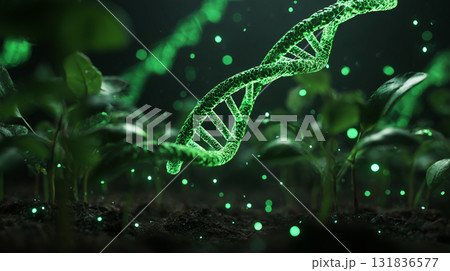 自然と科学の融合｜植物とDNAが織りなす生命工学イメージ 131836577