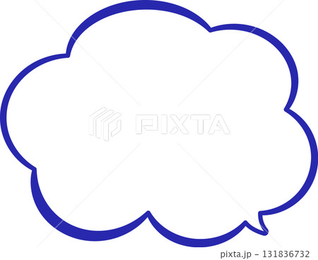 青いフキダシ。雲の形をしている。線幅に変化がある。フリーハンドや手描き風。シンプルで使いやすい 青いフキダシ。雲の形をしている。線幅に変化がある。フリーハンドや手描き風。シンプルで使いやすい 131836732