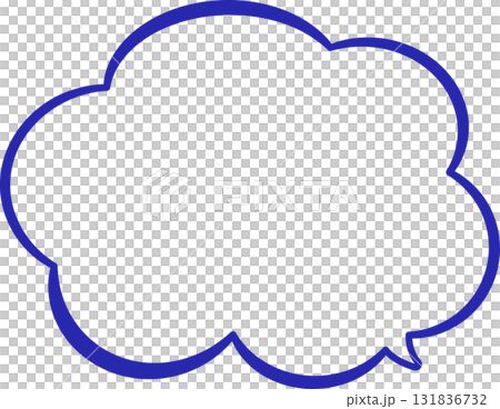 青いフキダシ。雲の形をしている。線幅に変化がある。フリーハンドや手描き風。シンプルで使いやすい 青いフキダシ。雲の形をしている。線幅に変化がある。フリーハンドや手描き風。シンプルで使いやすい 131836732