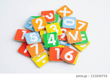 Number wood block cubes for learning Mathematic, education math. Number wood block cubes for learning Mathematic, education math. 131836758