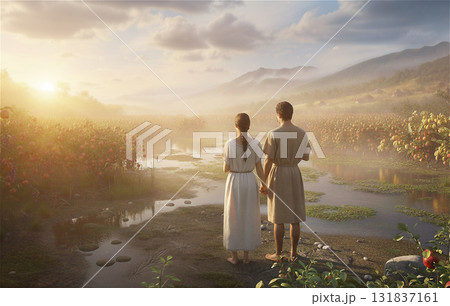 エデンの園のアダムとイブ 131837161