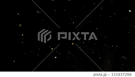 Detailed wave of airborne clay dust swirling in chaotic motion, captured in freeze  motion. Dramatic natural explosion of earthy particles on black background. 131837266