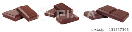 Set of sweet chocolate cubes isolated on transparent background 131837508