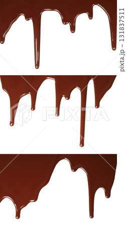 Set of wide chocolate drips, isolated on transparent background Set of wide chocolate drips, isolated on transparent background 131837511