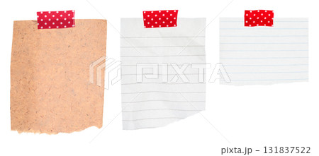 Set of various notebook note sheets attached with adhesive tape. Stationery elements isolated on transparent background Set of various notebook note sheets attached with adhesive tape. Stationery elements isolated on transparent background 131837522